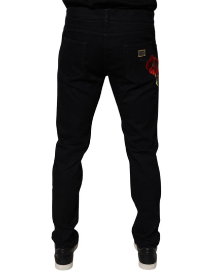 Dolce & Gabbana Black Cotton Stretch Slim Fit Men Denim Jeans