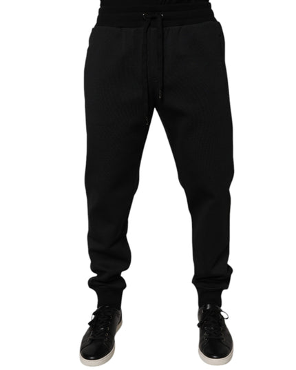 Dolce & Gabbana Black Polyester Men Jogger Sweatpants Pants