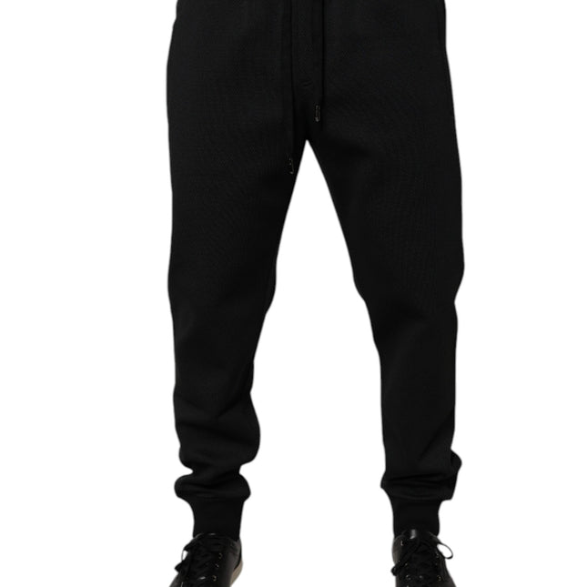 Dolce & Gabbana Black Polyester Men Jogger Sweatpants Pants