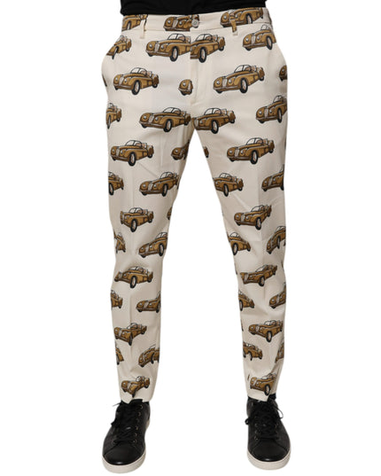 Dolce & Gabbana Off White Cars Cotton Skinny Men Denim Jeans