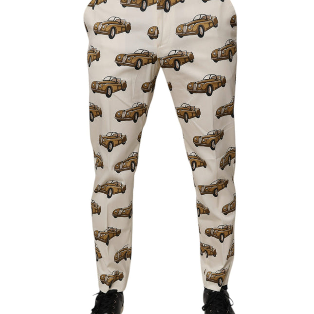 Dolce & Gabbana Off White Cars Cotton Skinny Men Denim Jeans