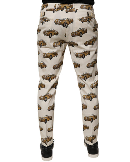 Dolce & Gabbana Off White Cars Cotton Skinny Men Denim Jeans