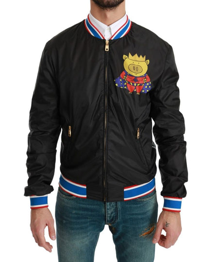 Dolce & Gabbana Black Polyester Bomber