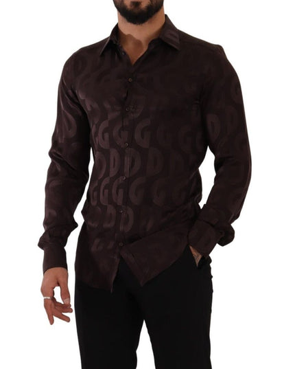 Dolce & Gabbana Bordeaux Silk Pattern Shirt