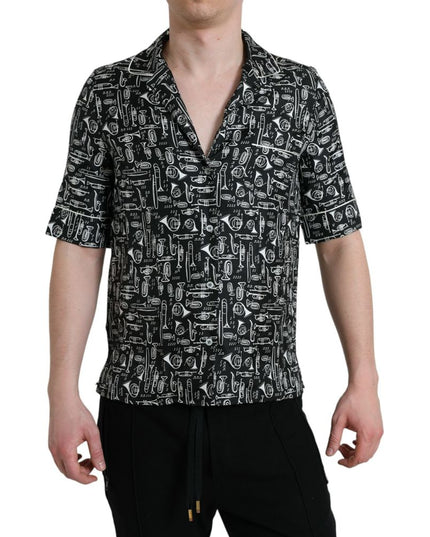 Dolce & Gabbana Black Silk Pattern Shirt