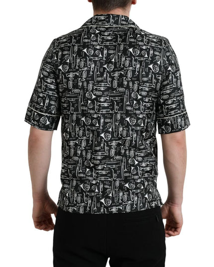 Dolce & Gabbana Black Silk Pattern Shirt