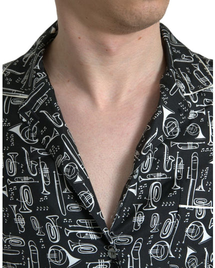 Dolce & Gabbana Black Silk Pattern Shirt