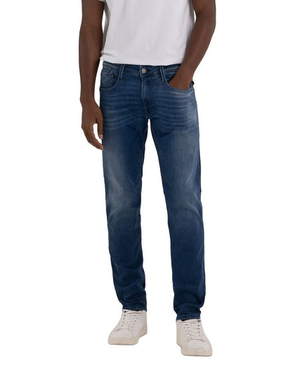 Replay Blue Cotton Straight-Leg Jeans