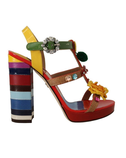 Dolce & Gabbana Multicolor Cotton Platform Sandals