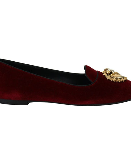 Dolce & Gabbana Burgundy Cotton Slip-On Loafers
