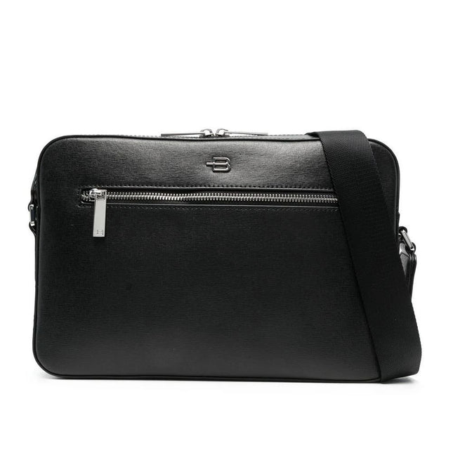 Baldinini Trend Black Calfskin Messenger Bag