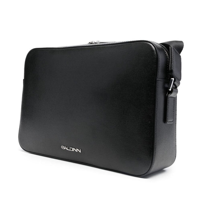 Baldinini Trend Black Calfskin Messenger Bag