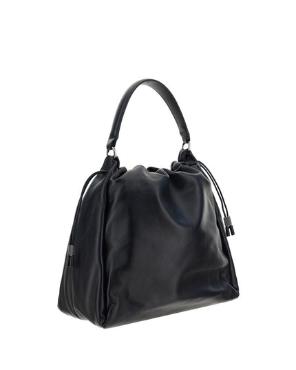 Brunello Cucinelli Black Calf Leather Bos Taurus Shoulder Bag