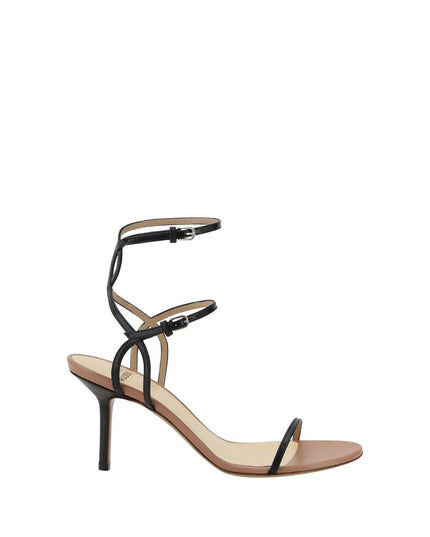 Francesco Russo Black Calf Leather Bos Taurus Stiletto Heel Sandals