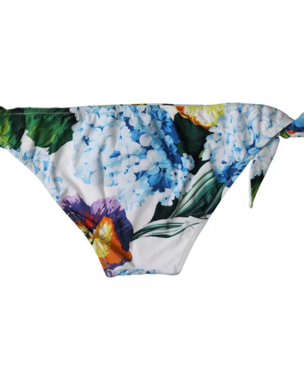 Dolce & Gabbana White Floral Print Swimsuit Bikini Bottom Swimwear