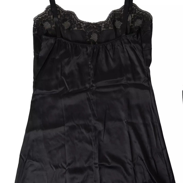 Dolce & Gabbana Black Lace Silk Sleepwear Camisole Top Underwear