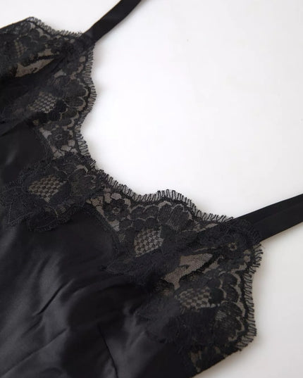 Dolce & Gabbana Black Lace Silk Sleepwear Camisole Top Underwear