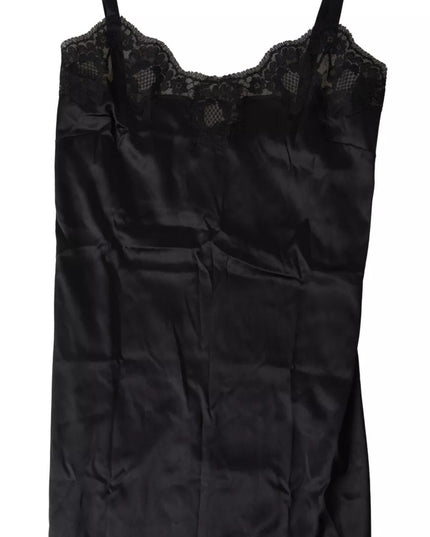 Dolce & Gabbana Black Lace Silk Sleepwear Camisole Top Underwear