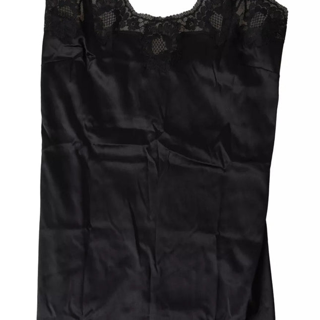 Dolce & Gabbana Black Lace Silk Sleepwear Camisole Top Underwear
