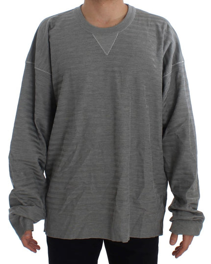Dolce & Gabbana Gray Crewneck Pullover Silk Sweater
