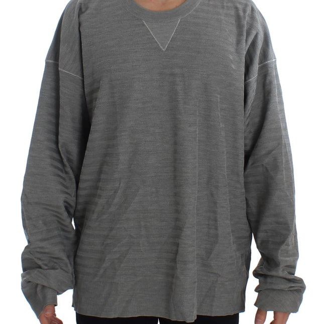 Dolce & Gabbana Gray Crewneck Pullover Silk Sweater