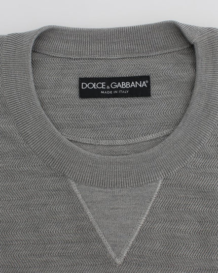 Dolce & Gabbana Gray Crewneck Pullover Silk Sweater