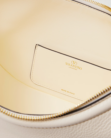 Valentino Garavani Ivory Leather Small Hobo Vlogo Shoulder Bag