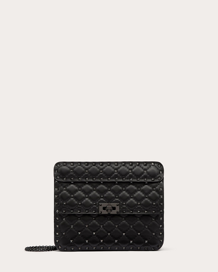 Valentino Garavani Black Nappa Leather Medium Rockstudt Spike Bag