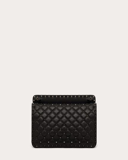 Valentino Garavani Black Nappa Leather Medium Rockstudt Spike Bag