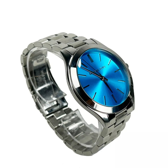 Michael Kors Slim Runway Stainless Steel Watch Blue Silver MK3292 NO BOX