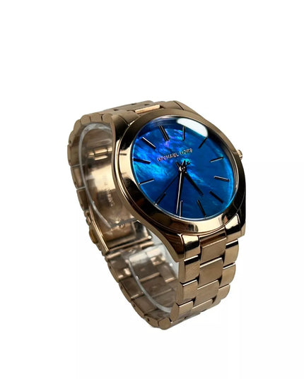 Michael Kors Slim Runway Stainless Steel Watch MK3494 Ocean Blue Gold NO BOX