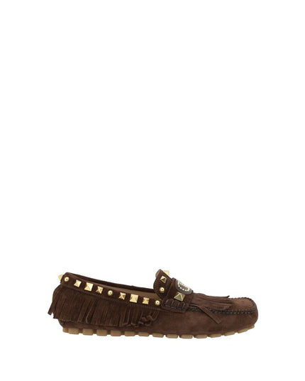 Valentino Garavani Brown Calf Leather Bos Taurus Slip-On Loafers