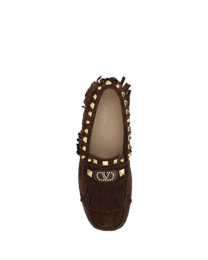 Valentino Garavani Brown Calf Leather Bos Taurus Slip-On Loafers