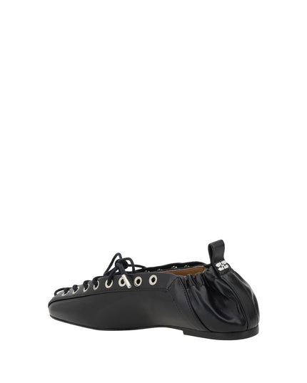 Ganni Black Polyester Ballet Flats