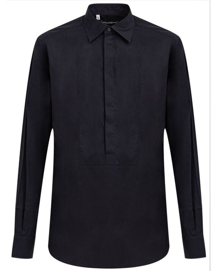 Dolce & Gabbana Navy Blue Cotton Dress Shirt