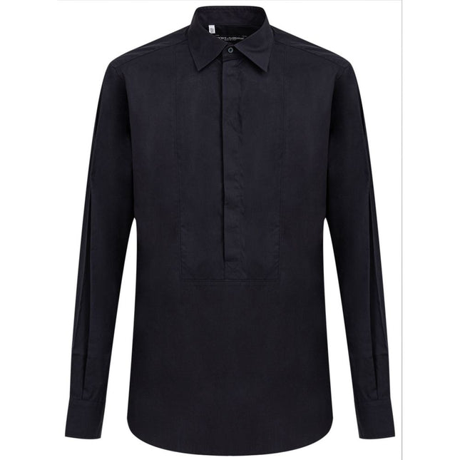 Dolce & Gabbana Navy Blue Cotton Dress Shirt
