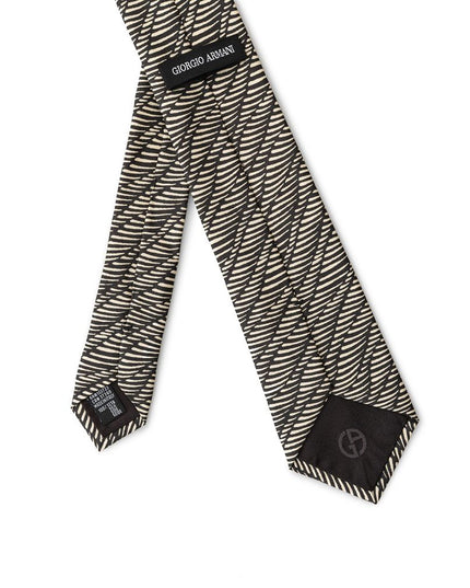 Giorgio Armani Black And White Silk Tie