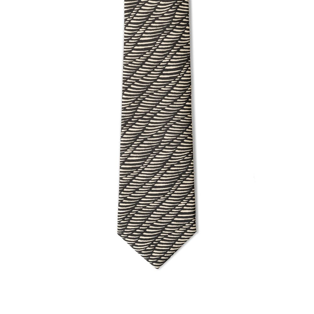 Giorgio Armani Black And White Silk Ty