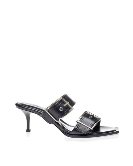Alexander McQueen Elevate Your Steps in Timeless Black Leather Sandals