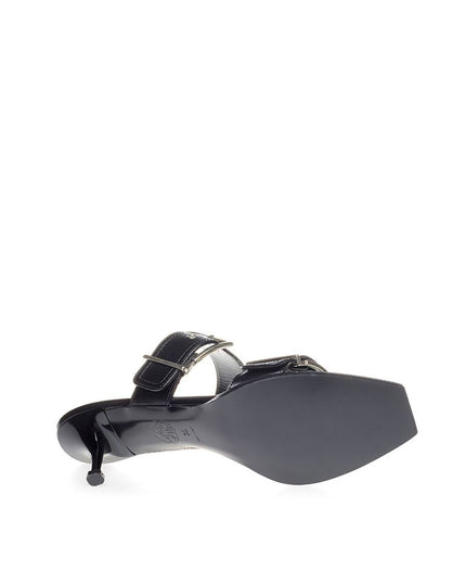 Alexander McQueen Elevate Your Steps in Timeless Black Leather Sandals