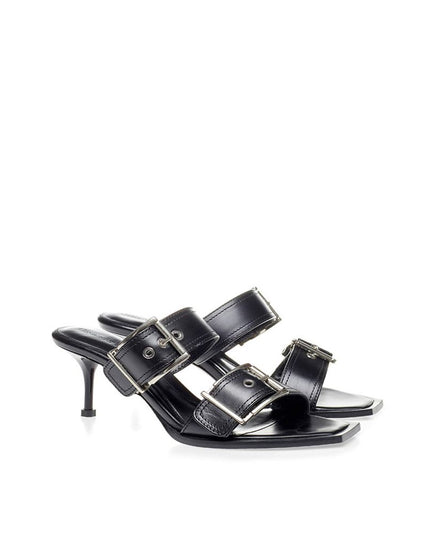 Alexander McQueen Elevate Your Steps in Timeless Black Leather Sandals