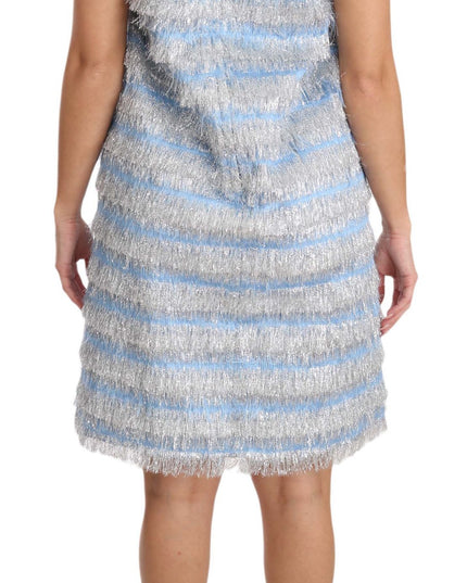 Dolce & Gabbana Light Blue Silver Shift Gown Dress