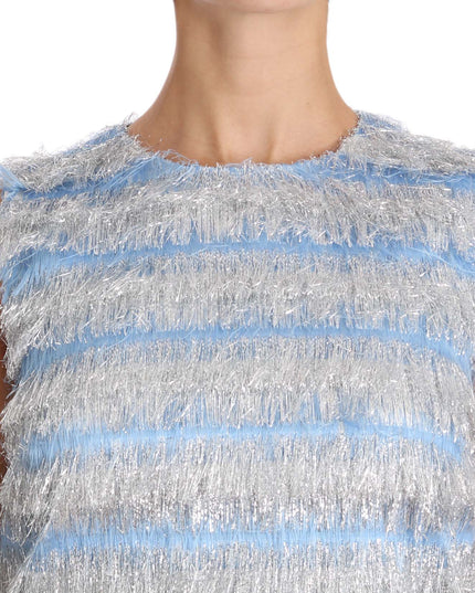 Dolce & Gabbana Light Blue Silver Shift Gown Dress