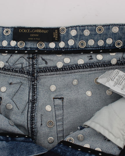 Dolce & Gabbana Crystal Roses Heart Embellished Jeans