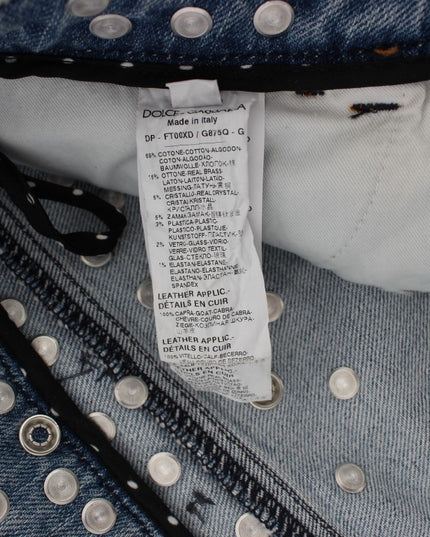 Dolce & Gabbana Crystal Roses Heart Embellished Jeans