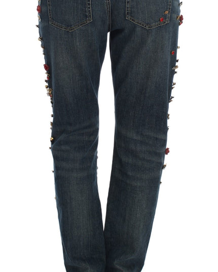 Dolce & Gabbana Crystal Roses Heart Embellished Jeans