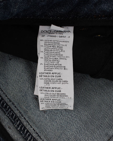 Dolce & Gabbana Crystal Roses Heart Embellished Jeans