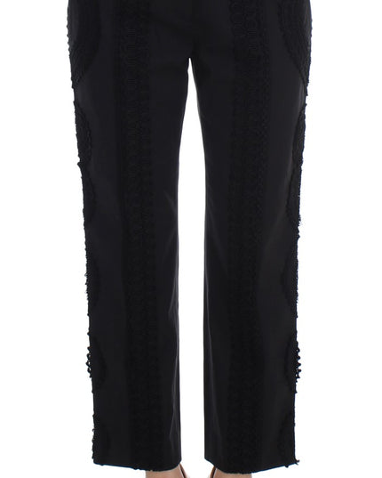 Dolce & Gabbana Black Cotton Stretch Torero Capris Pants