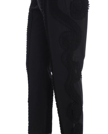 Dolce & Gabbana Black Cotton Stretch Torero Capris Pants