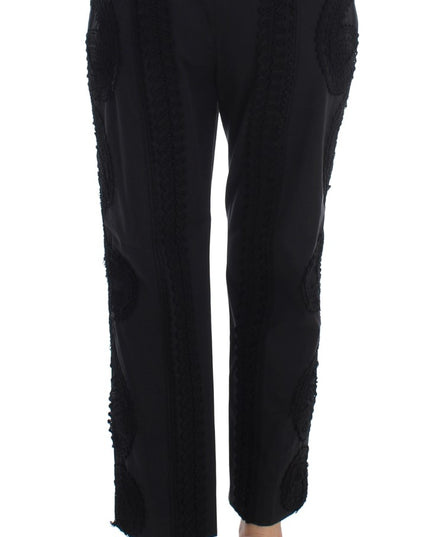 Dolce & Gabbana Black Cotton Stretch Torero Capris Pants